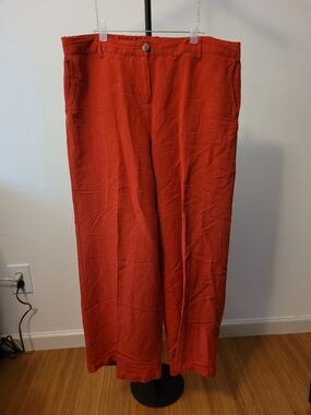 J.Jill Linen Wide Leg Pants in Coral/Tomato Red